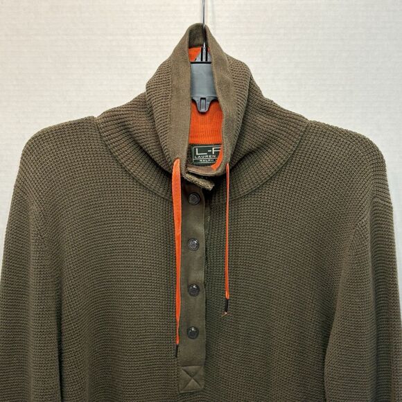 Lauren Ralph Lauren Active Waffle Knit Drawstring High Neck Sweater Women XL - Picture 2 of 8